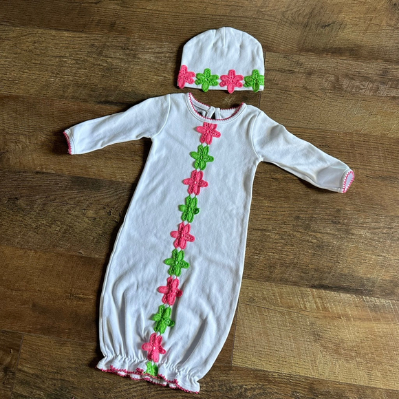 Baby Mud Pie Bodysuit 3-6 Months White Pink Green Floral - Picture 9 of 15